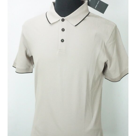 Giorgio Armani Black Label Beige Gray Cotton Polo Shirt Sz 48 NEW